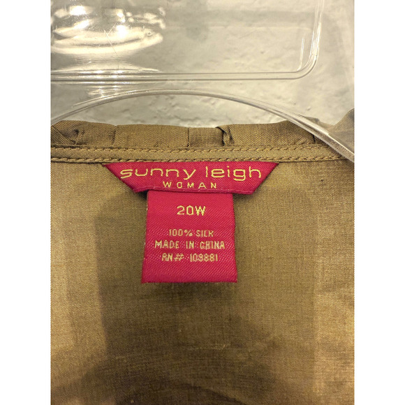 Sunny Leigh Blouse Womens 20W Gold Silk Wrap Ruffle Tie Front Dressy Top - Picture 3 of 6